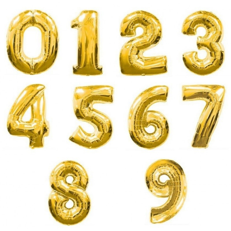 Balon foliowy CYFRA 1 , 2 , 3 , 4 , 5 , 6 , 7 , 8, 9 , 0  złota liczba urodziny 41CM